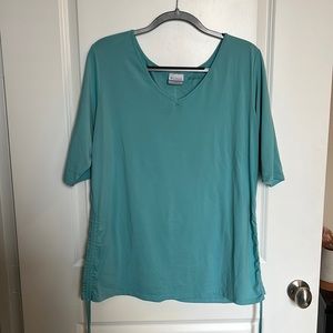 XL Teal Columbia 1/2 Sleeve Shirt